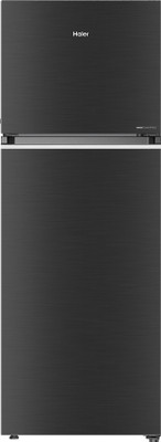 Haier 345 L Frost Free Double Door 3 Star Convertible Refrigerator (Black Brushline, HEF-35TKS)