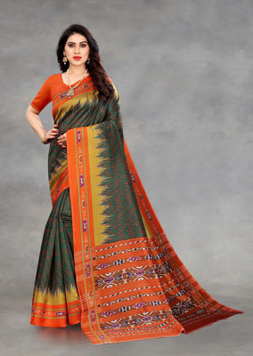 KV Fashion Printed Sambalpuri Art Silk Saree(Multicolor)