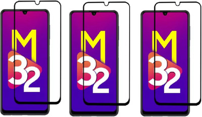 ISAAK Edge To Edge Tempered Glass for Samsung Galaxy M32 Edge to Edge, Full Glue, 11D Tempered Glass(Pack of 3)
