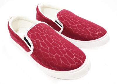 underline Slip On Sneakers For Men(Maroon , 8)