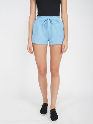 OXOLLOXO Solid Women Blue Basic Shorts