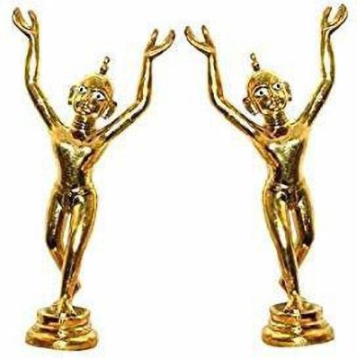 Idolsplace Ashtadhatu Made Shri Nitai Gaur/Chaitanya and Nityanand Mahaprabhu Brass Idol (Golden) 200gms Decorative Showpiece  -  5 cm(Brass, Gold)