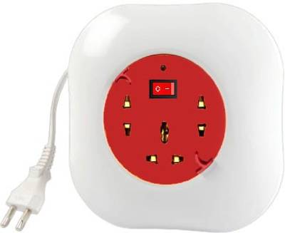 Cadeau Multi Plug Round Extension Cord 7 Meter Long 2 Core Wire with 5A Switch 2pin Socket and 3  Socket Extension Boards  (Red, White)