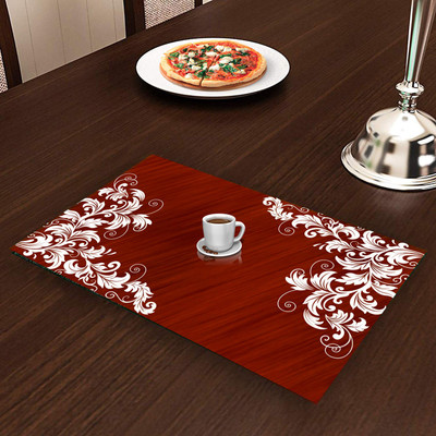 Dasvilla Rectangular Pack of 6 Table Placemat(Red, White, PVC)
