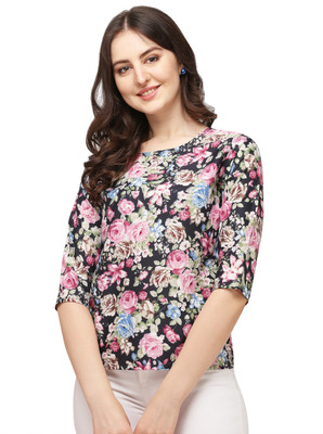 Myy Casual Floral Print Women Multicolor Top
