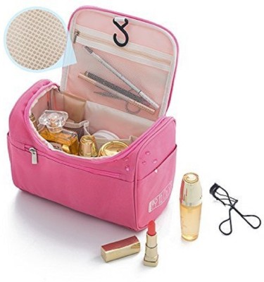 Kanha Portable Beauty Organizer Case, Toiletry Cosmetic Bag Men Women Travel Large Waterproof Makeup Bag In Blue Color Travel Toiletry Kit pink(Pink)