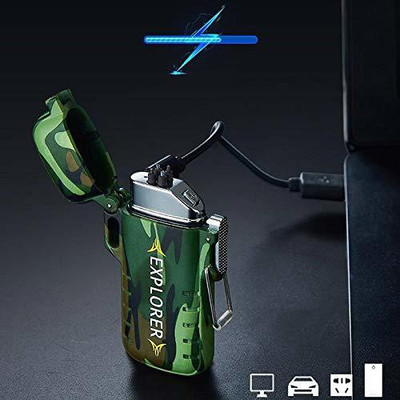 TrustShip Beautiful And Gifting Purpose For Cigarette Lovers Mini Pocket Size Lighter | No Flame | No Gas | No Smell ™ Waterproof Double Arc Plasma Lighter | Flameless And Windproof Lighter| Cigarette Lighter(Green)