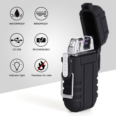 TrustShip Beautiful And Gifting Purpose For Cigarette Lovers Mini Pocket Size Lighter | No Flame | No Gas | No Smell ™Latest Brand New Waterproof Double Arc Plasma Lighter | Flameless And Windproof Lighter Cigarette Lighter(Black)