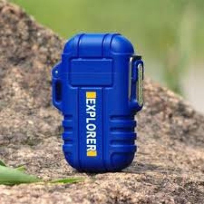Explorer Plasma Windproof USB Rechargeable Flameless Dual Electric Arc Lighter with Lanyard Emergency Whistle Survival Gear for Outdoor Camping Survival Waterproof Flameless Electric Lighter-Dual Arc Plasma Beam Lighter-USB Rechargeable-Windproof And Flameless Lighter | Cigarette Lighter(Blue)