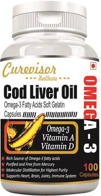 Curevisor COD Liver Oil with Essential Fatty Acid Omega 3, Vitamin A &amp; D (100 No)  (100 No)