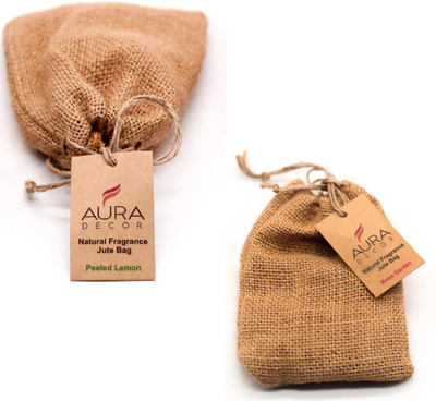 AuraDecor Lemon, Rose Car Freshener Blocks Lemon & Rose Fragrance Car Freshener Hanging Jute Bag Set of 2.(2 x 1 Units)