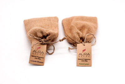 AuraDecor Lavender, Lemon Blocks Lavender & Lemon Fragrance Car Freshener Hanging Jute Bag Set of 2.(2 x 1 Units)