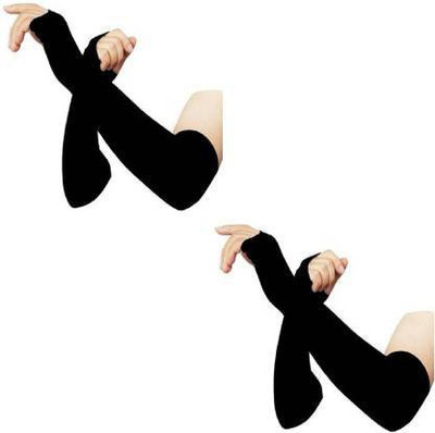 jss creation Cotton Arm Sleeve For Men & Women(Free, Black)