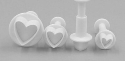 HOMEBAKERS MART Heart Shape Plunger Cutter for Fondant gumpaste �Set of 4 pcs Cookie Cutter(Pack of 4)