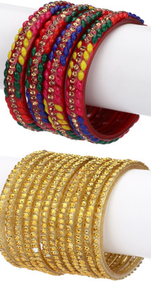 1st Time Glass Enamel Bangle Set(Pack of 16)