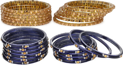 1st Time Glass Beads, Crystal Enamel Bangle Set(Pack of 24)