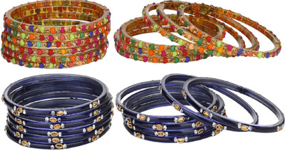 1st Time Glass Beads, Crystal Enamel Bangle Set(Pack of 10)