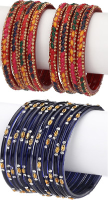 AFAST Glass Enamel Bangle Set(Pack of 20)