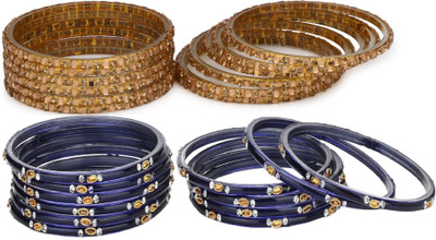 1st Time Glass Beads, Crystal Enamel Bangle Set(Pack of 10)
