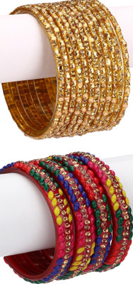 1st Time Glass Enamel Bangle Set(Pack of 16)