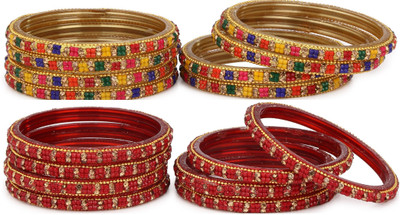 1st Time Glass Enamel Bangle Set(Pack of 16)