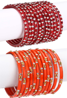 AFAST Glass Enamel Bangle Set(Pack of 10)