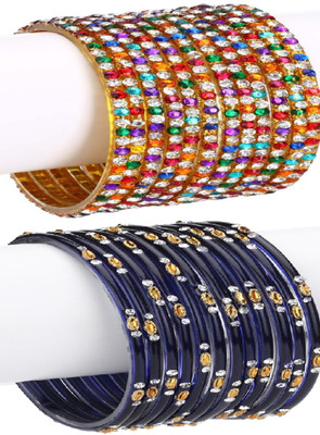 1st Time Glass Beads, Crystal Enamel Bangle Set(Pack of 10)