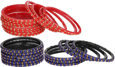 Somil Glass Beads, Crystal Bangle Set(Pack of 10)