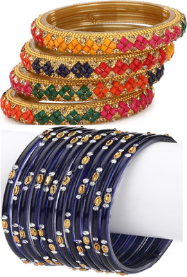 1st Time Glass Enamel Bangle Set(Pack of 16)