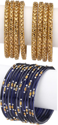 Somil Glass Beads, Crystal Bangle Set(Pack of 10)