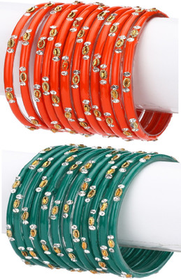 Somil Glass Beads, Crystal Bangle Set(Pack of 10)