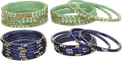 1st Time Glass Beads, Crystal Enamel Bangle Set(Pack of 10)