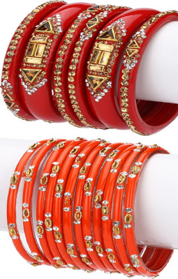 1st Time Glass Enamel Bangle Set(Pack of 18)