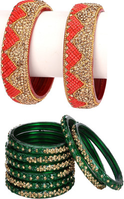 AFAST Glass Enamel Bangle Set(Pack of 10)