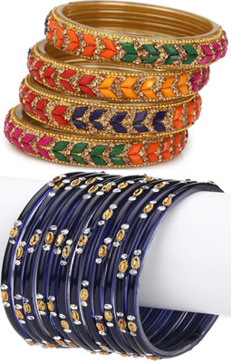 AFAST Glass Enamel Bangle Set(Pack of 16)