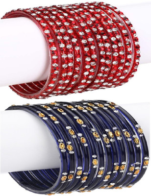 1st Time Glass Beads, Crystal Enamel Bangle Set(Pack of 10)