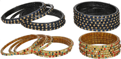 1st Time Glass Beads, Crystal Enamel Bangle Set(Pack of 10)