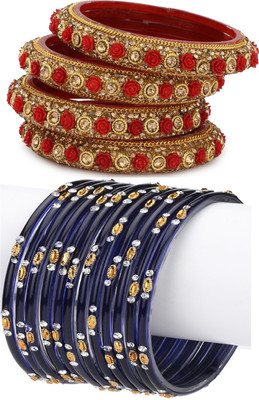 Somil Glass Beads, Crystal Bangle Set(Pack of 10)