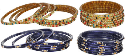 1st Time Glass Beads, Crystal Enamel Bangle Set(Pack of 24)