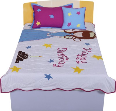 Hugs N Rugs Cotton Single Sized Bedding Set(Multicolor, 1 Comforter 1 Cushion 1 Pillow)