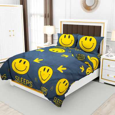MERRIMO 150 TC Cotton Double Printed Flat Bedsheet(Pack of 1, Black)