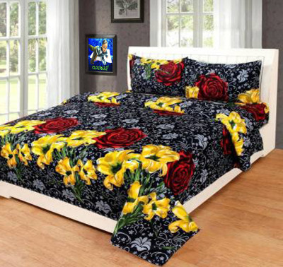 CLOUDNAP 146 TC Microfiber Double Printed Flat Bedsheet(Pack of 1, Multicolor)