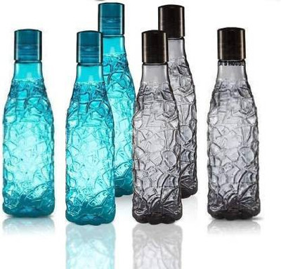 AK HUB 1000 ml Plastic Bottle(Pack of 6, Black, Blue)