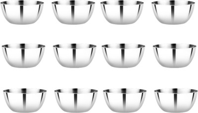 VINOD Stainless Steel Dessert Bowl Stainless Steel Two Tone Bowl set of 12 pcs, Capacity 200 ml Screen reader support enabled.(Pack of 12, Silver)