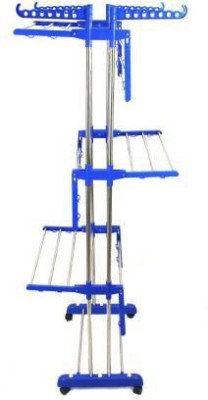 TNC Steel, Plastic Floor Cloth Dryer Stand F-CDS-DOUBLE POLL-B2SS-3T(3 Tier)