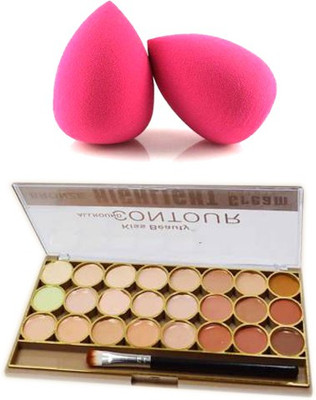 Kiss Beauty All Round Contour Highlight Cream Palette 9464-01 Concealer + 2 Puff(2 Items in the set)