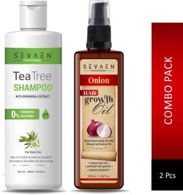 sevaen Teatree shampoo and Hair Growth Oil For Anti hair fall control and Dandruff(2 Items in the set)