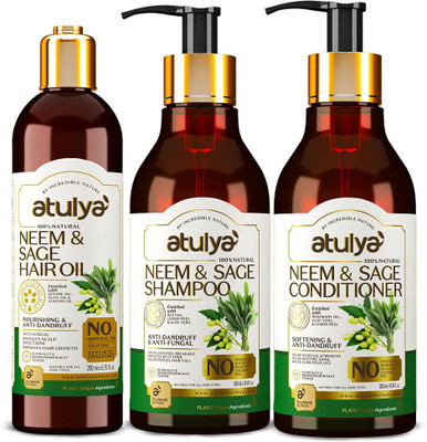 Atulya Neem & Sage Shampoo + Hair Conditioner + Hair Oil(3 Items in the set)