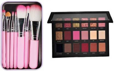 LORSHEL Combo Of Rose Gold Remastered 18 Multicolor Eyeshadow Pallete with Face Makeup Brush (2 Items in the set)(2 Items in the set)