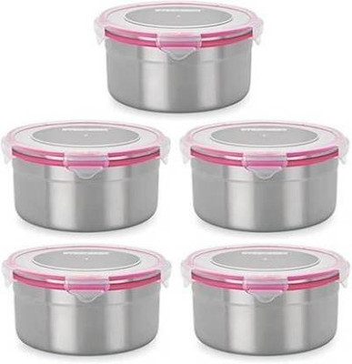 PM SELECT Steel Fridge Container  - 500 ml(Pack of 5, Silver)